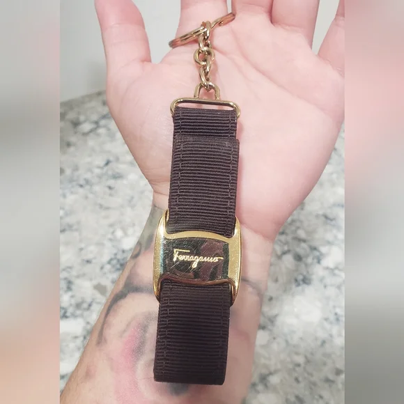 Salvatore Ferragamo Brown Vara Ribbon Keychain  - Picture 4 of 7